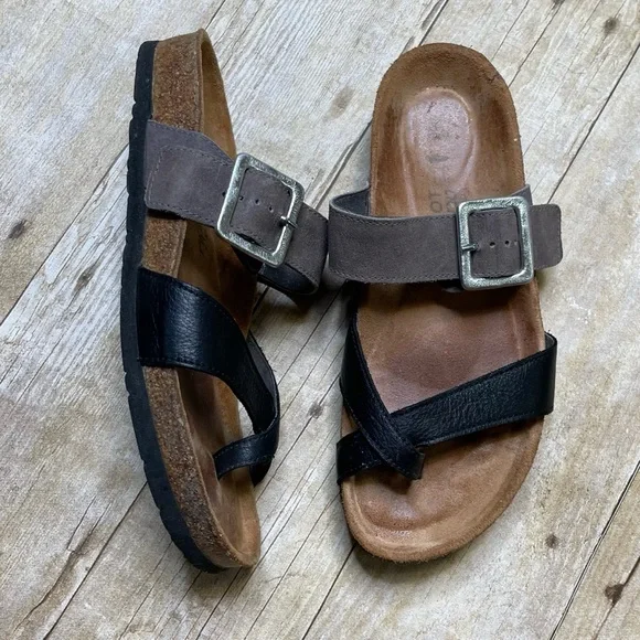 Noat Women’s Fresno Leather Sandal Adjustable Buckle Toe Loop - Picture 1 of 11